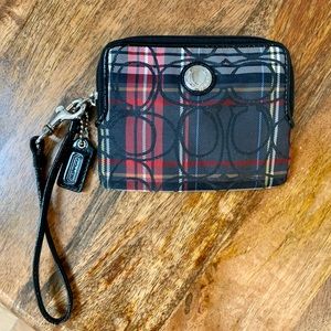 Coach Tartan Plaid Mini Wristlet LIKE NEW ❤️🖤